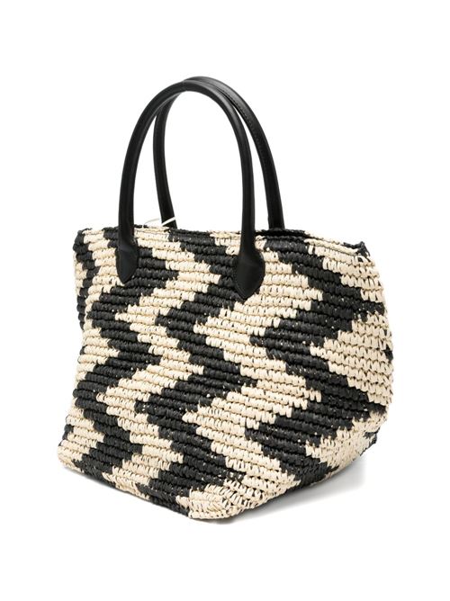 Borsa donna Emme Marella shopping in rafia panna e nero EMME Marella | BALIA003